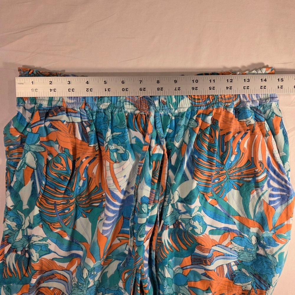 Juniper + Lime Women's Pull On Wide Leg Cropped Pants Size XL Tropical Print - Picture 7 of 10